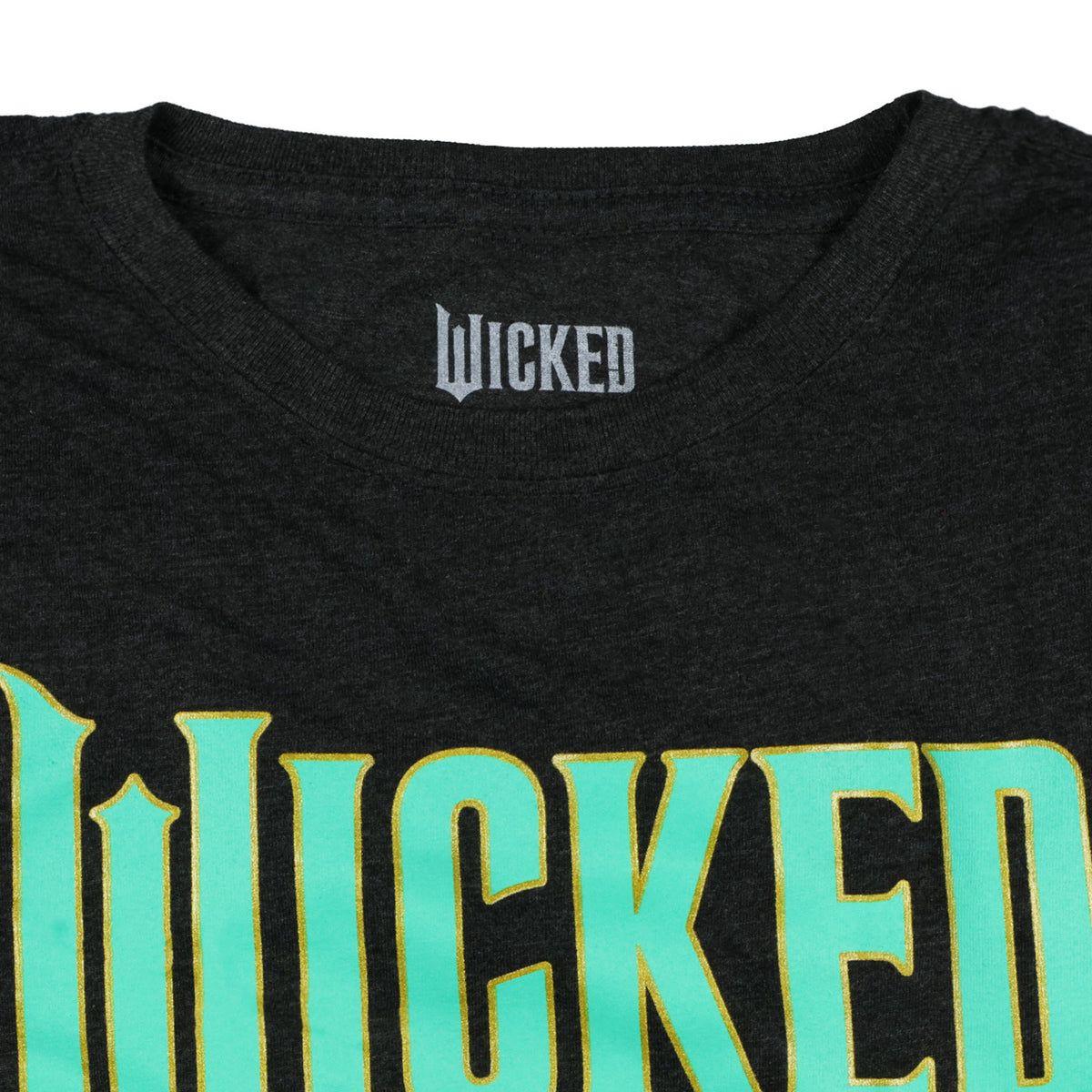 Wicked T-Shirt Women's Gold Outlined Musical Movie Logo Designed Tee