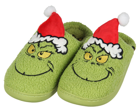 Dr Seuss The Grinch 3D Hat Christmas Matching Family Rubber Bottom House Slipper