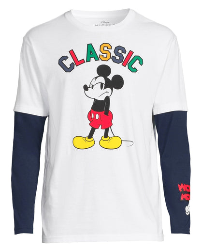 Mickey Mouse Men's Grumpy Classic Faux Long Sleeve T-Shirt with Beanie