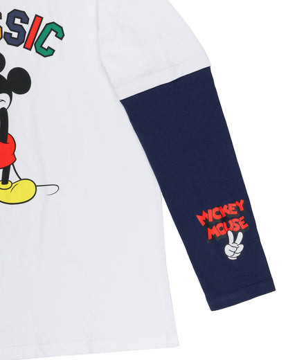 Mickey Mouse Men's Grumpy Classic Faux Long Sleeve T-Shirt with Beanie
