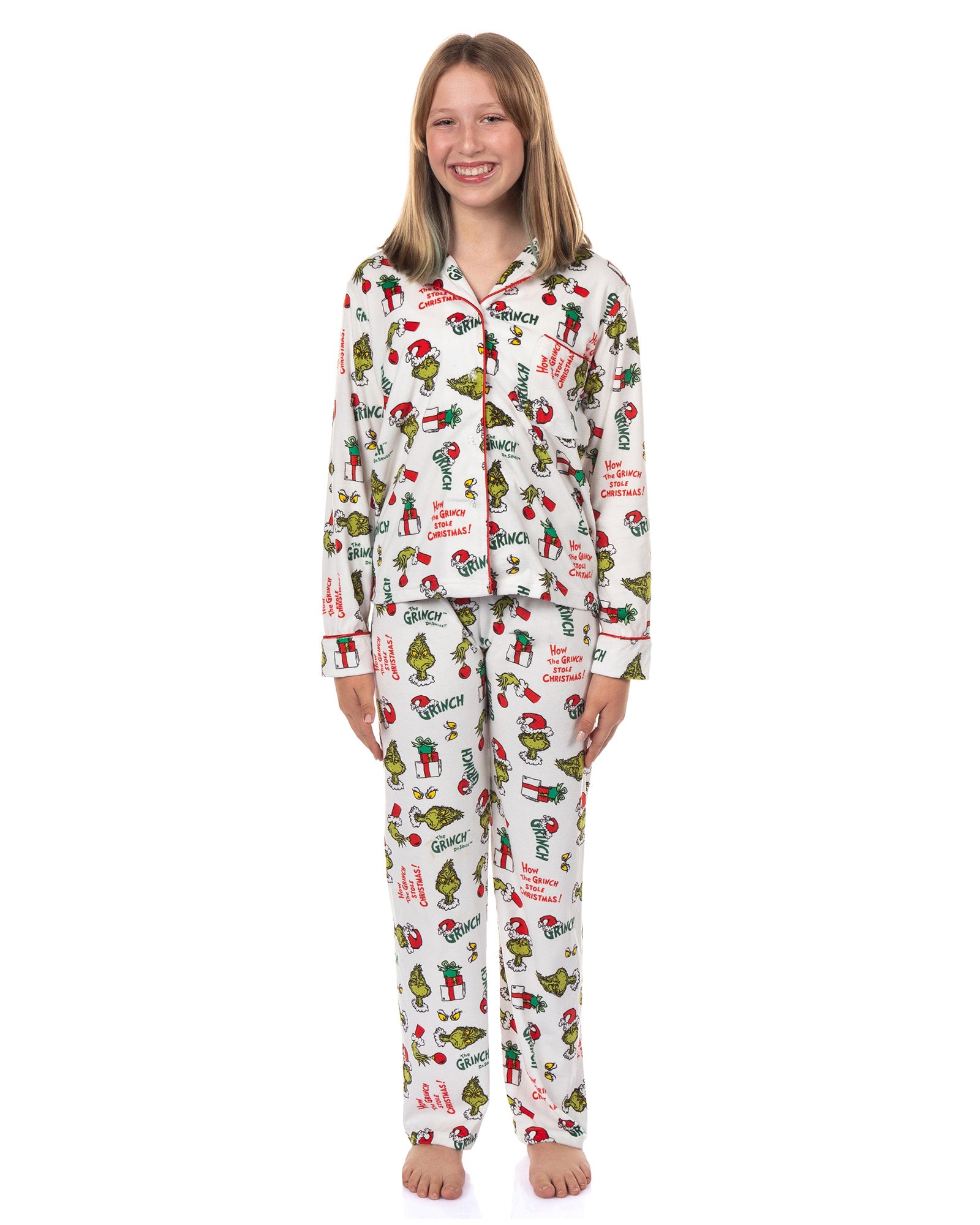 Dr. Seuss The Grinch Pajamas Girl's Velveteen 2-Piece Lounge Sleep Set