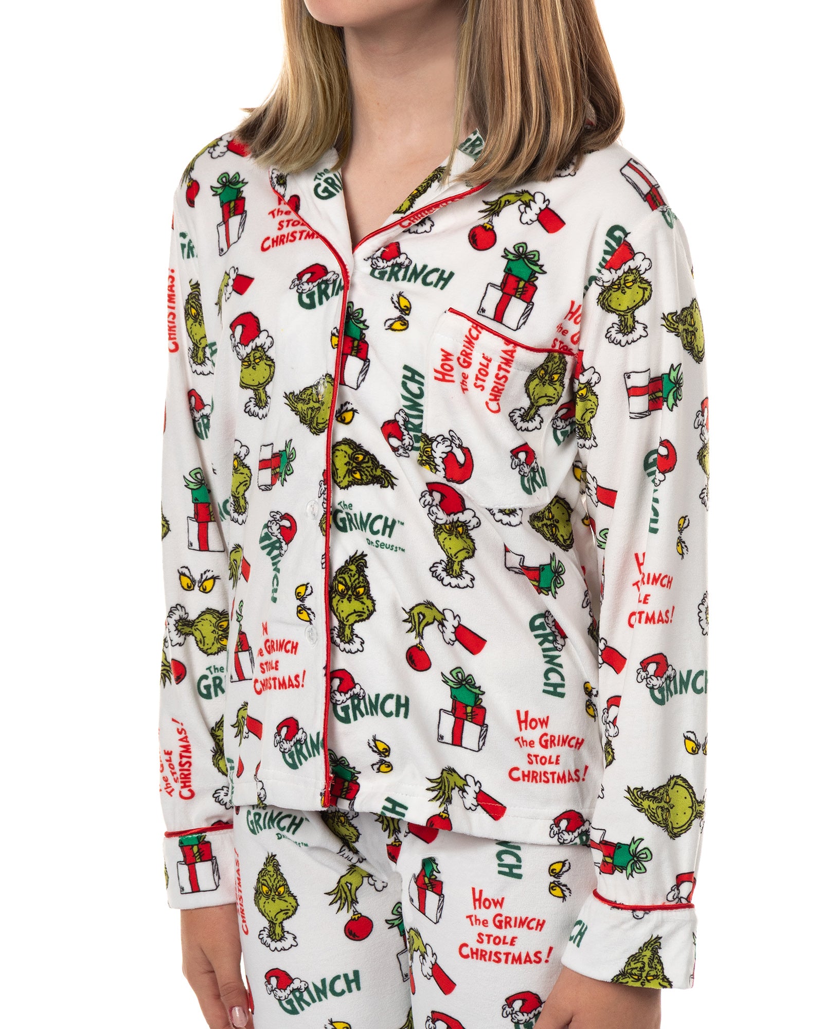Dr. Seuss The Grinch Pajamas Girl's Velveteen 2-Piece Lounge Sleep Set
