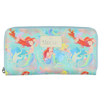 The Little Mermaid Wallet Allover Under The Sea Design Full Zip Around Clutch