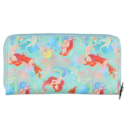 The Little Mermaid Wallet Allover Under The Sea Design Full Zip Around Clutch