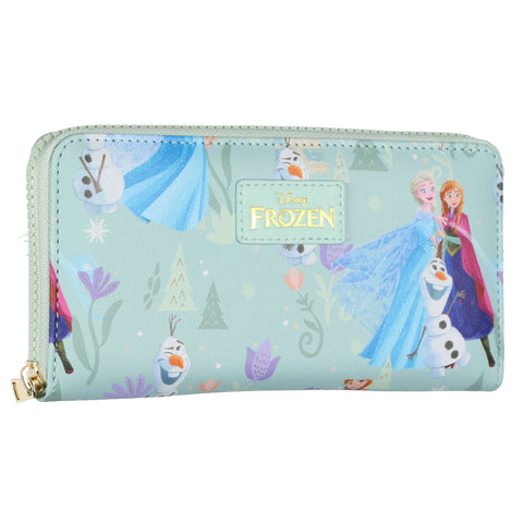 Disney Frozen Zip Around Wallet All-Over Character Scene Design Clutch
