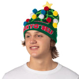 Festive Holiday Novelty Adult Light Up Knit Beanie Pom Pom Hat Cap OSFM