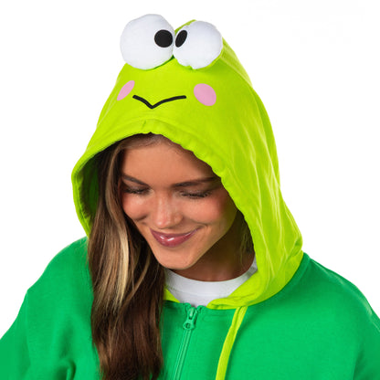 Sanrio Keroppi Women's Zip Up Hoodie Character Costume Hooded Sweatshirt