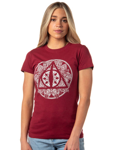 Harry Potter Womens' The Deathly Hallows Henna Design Graphic T-Shirt