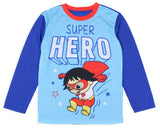 Ryan's World Boys' Super Hero Long Sleeve Shirt Plush Pants Pajama Set