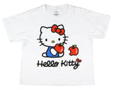 Hello Kitty Women's Apple a Day Cropped Junior's Adult Short Sleeve T-Shirt