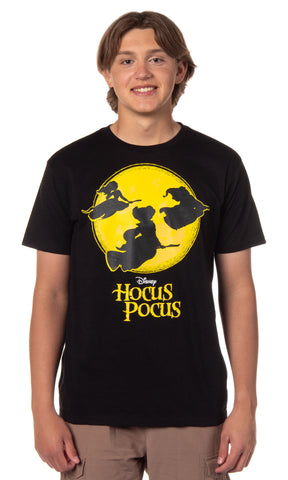 Disney Men's Hocus Pocus Moon Witches Silhouette Graphic Print T-Shirt Adult