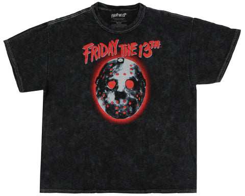 Friday The 13th Men's Jason Mask Red Back Light Mineral Wash T-Shirt