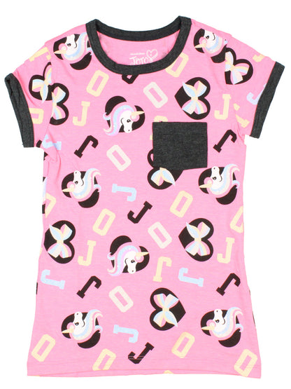 Nickelodeon Jojo Siwa Girls' Unicorn Glitter nice Ringer T-Shirt