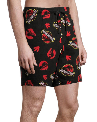Jurassic World Men's Allover Logo Print Design Lounge Sleep Pajamas Shorts
