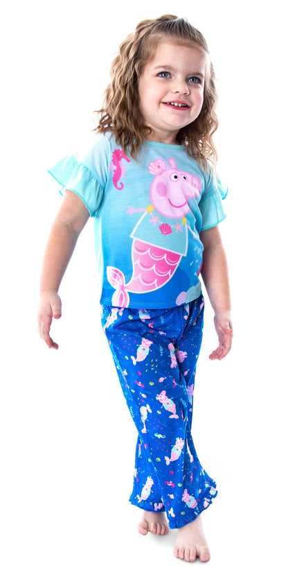 Peppa Pig Toddler Girls' Pajamas Mermaid Fun 2 Piece Sleepwear Set (2T)