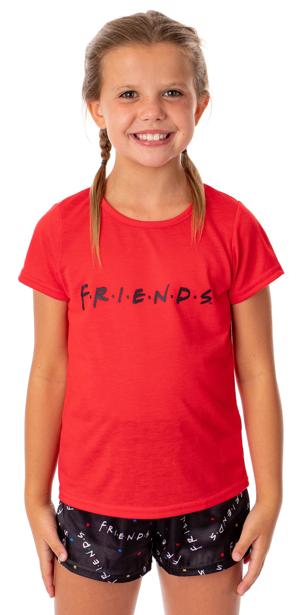 Friends TV Show Girls' TV Series Logo 3 Piece Pajama Shortie Lounge Set