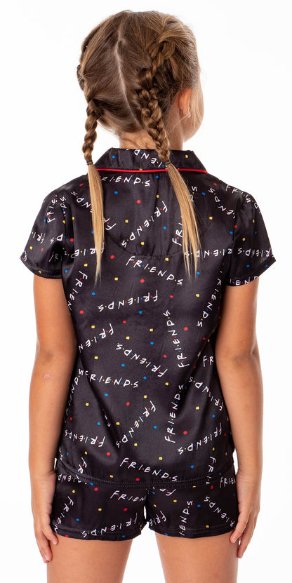 Friends TV Show Girls' TV Series Logo 3 Piece Pajama Shortie Lounge Set