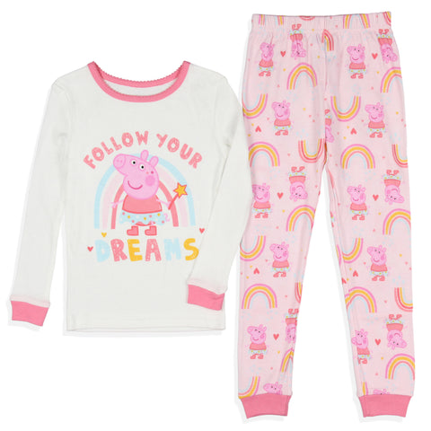 Peppa Pig Pajamas Toddler Girls Follow Your Dreams 2 Piece Kids Pajama Set