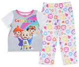 CoComelon Toddler Girls' Rainbow Short Sleeve Shirt And Pants 2PC Pajama Set
