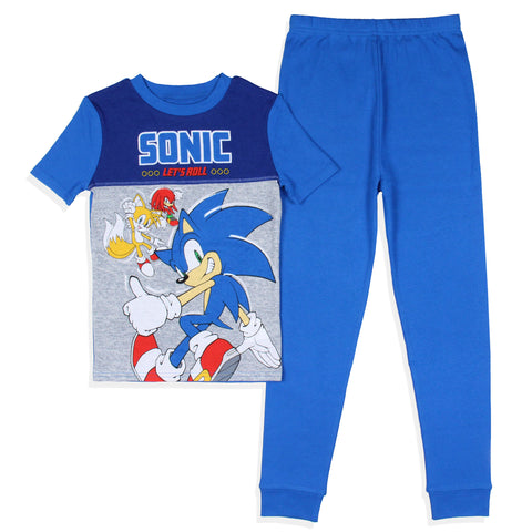 Sonic The Hedgehog Let's Roll Video Game Kids Cotton Pajama Set