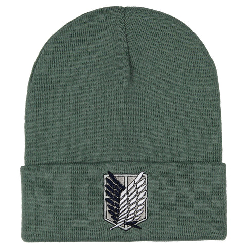 Attack on Titan Men's Scout Regiment Embroidered Logo Design Fold Cuff Beanie