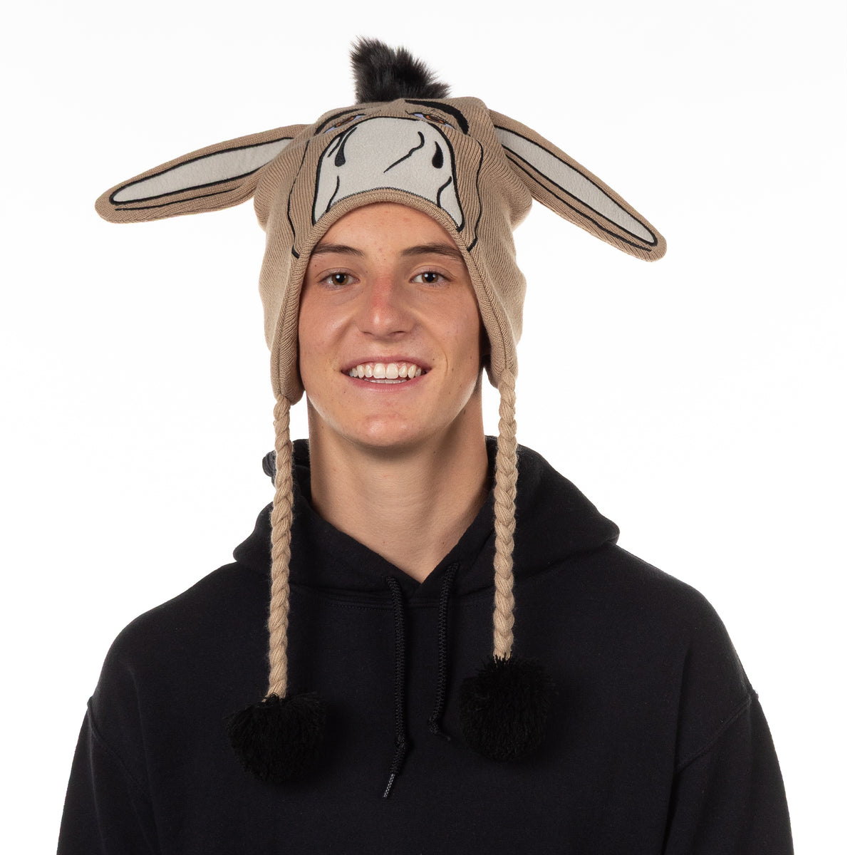 Shrek Beanie Donkey Big Face 3D Peruvian Laplander Pom Knitted Adult Hat