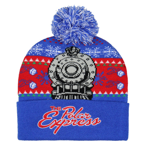 The Polar Express Beanie Locomotive Fair Isle Design Cuff Pom Beanie Hat