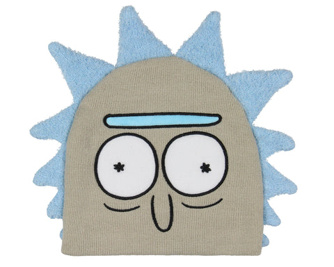 Rick and Morty Beanie Rick Felt Embroidery Face Design With Fuzzy 3D Hair Beanie