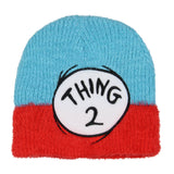 Dr. Seuss The Cat In The Hat Thing 1 and Thing 2 Embroidered Fuzzy Yarn Beanie