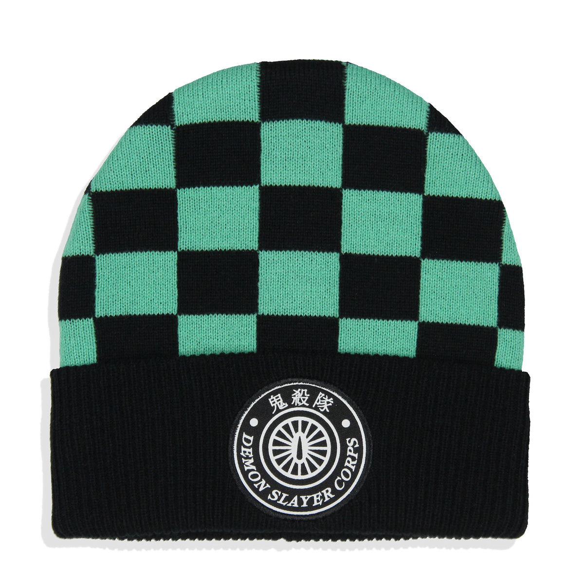 Demon Slayer Adult Tanjiro Embroidered Patch Knit Cuff Beanie Cap Hat