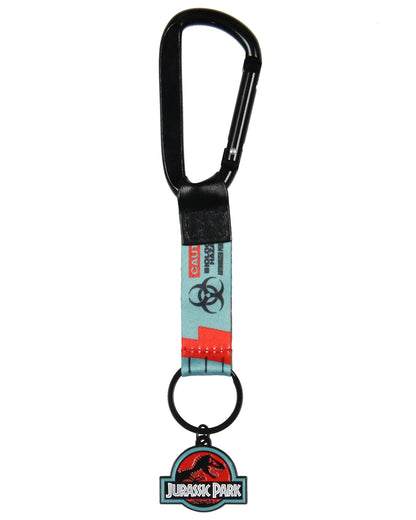 Jurassic Park Dinosaur Movie T Rex Caution Sign Volt Carabiner Keychain Keyring