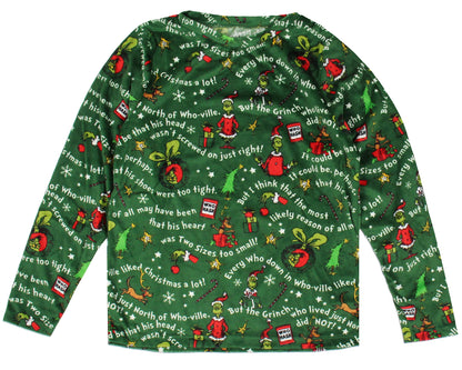Dr. Seuss GRINCH Christmas Tossed Print Collar Sleep Pajama Set