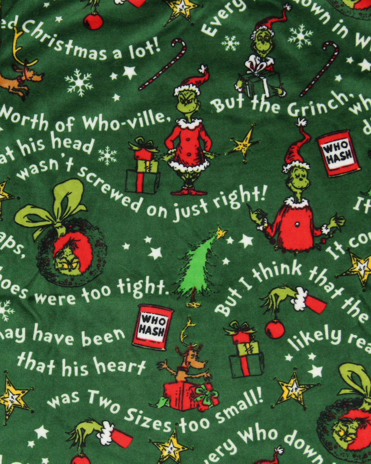 Dr. Seuss GRINCH Christmas Tossed Print Collar Sleep Pajama Set