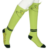 Dr Seuss The Grinch Women's Christmas Plush Grinch Face Knee-High Gripper Sock