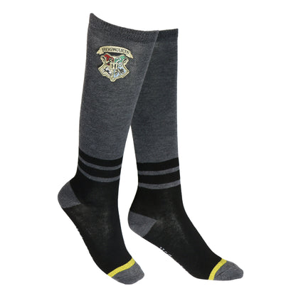 Harry Potter Women's Glitter Hogwarts Crest Embroidered Patch Knee High Socks