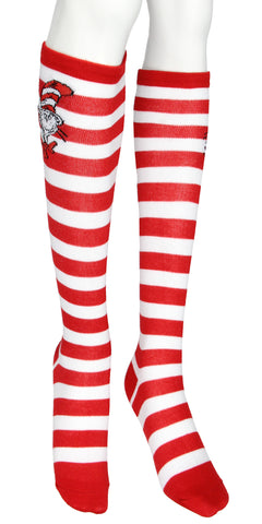 The Cat In The Hat Women's Striped Character Face Knee High Sock