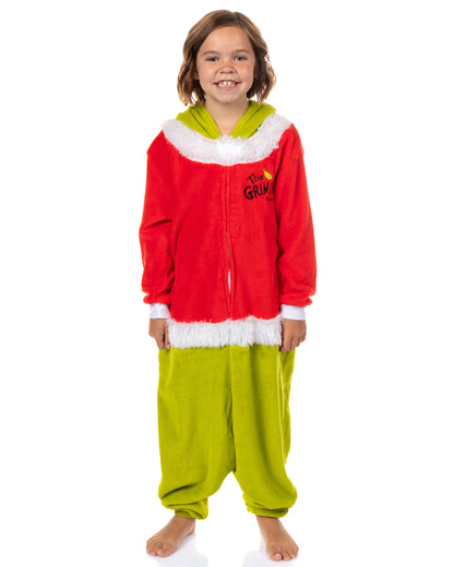 The Grinch Union Suit Big Kids Santa Claus Costume Kigurumi Hooded Pajama