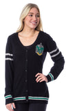 Harry Potter Womens' Slytherin House Open Front Cardigan Juniors Knit Sweater - Seven Times Six