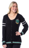 Harry Potter Womens' Slytherin House Open Front Cardigan Juniors Knit Sweater