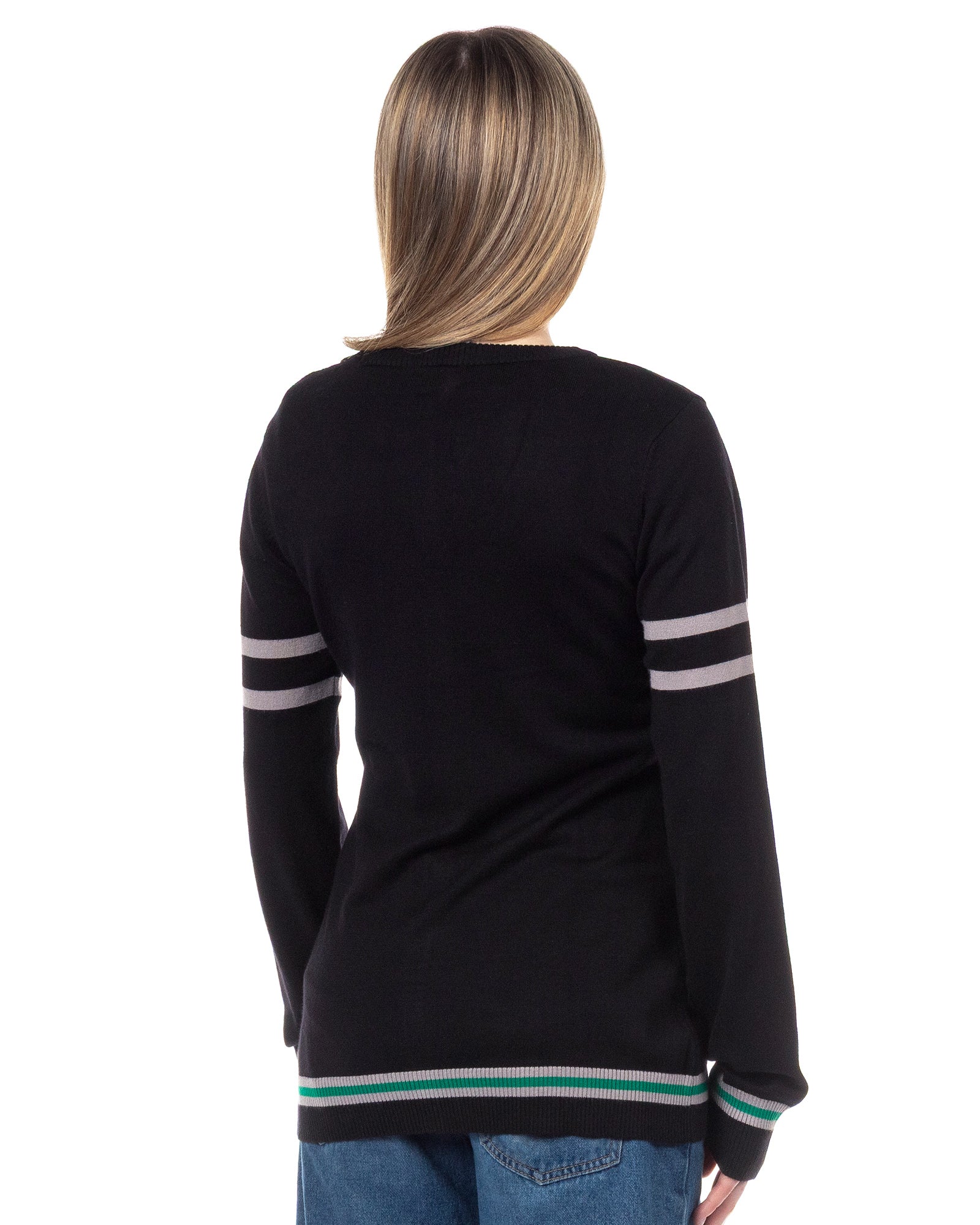 Harry Potter Womens' Slytherin House Open Front Cardigan Juniors Knit Sweater