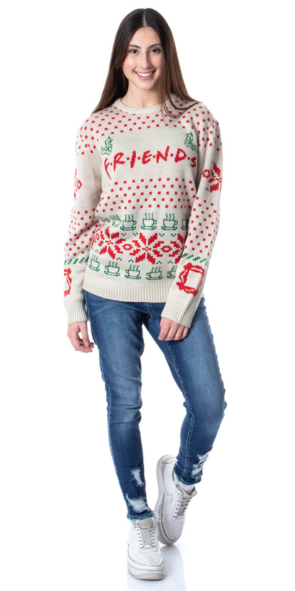 Friends TV Series Men's Logo and Coffee Mugs Ugly Holiday Christmas Sweater