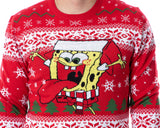 SpongeBob SquarePants Men's Snowflake Catching Ugly Sweater Knit Pullover