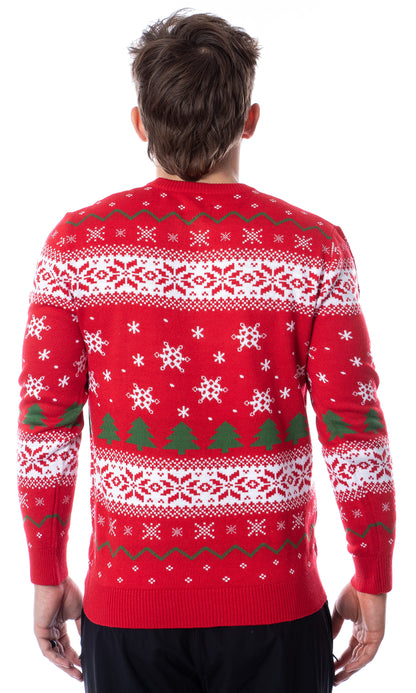 SpongeBob SquarePants Men's Snowflake Catching Ugly Sweater Knit Pullover