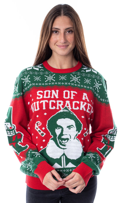ELF Movie Men's Son of a Nutcracker Ugly Sweater for Christmas Knit Pullover