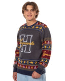 Harry Potter Men's Hogwarts Houses Design Ugly Holiday Knit Sweater