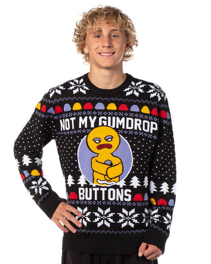 Shrek Men's Gingerbread Man Not My Gumdrop Buttons Ugly Sweater Knit Pullover