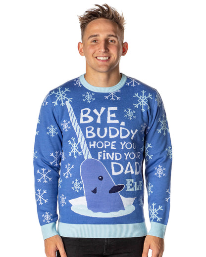 ELF The Movie Men's Mr. Narwhal Ugly Sweater for Christmas Knit Pullover