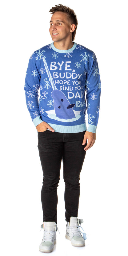 ELF The Movie Men's Mr. Narwhal Ugly Sweater for Christmas Knit Pullover