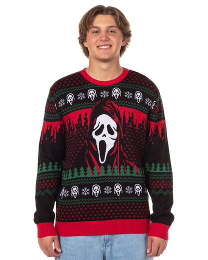 Ghost Face Adult Ugly Sweater for Christmas Ghostface Knit Holiday Pullover