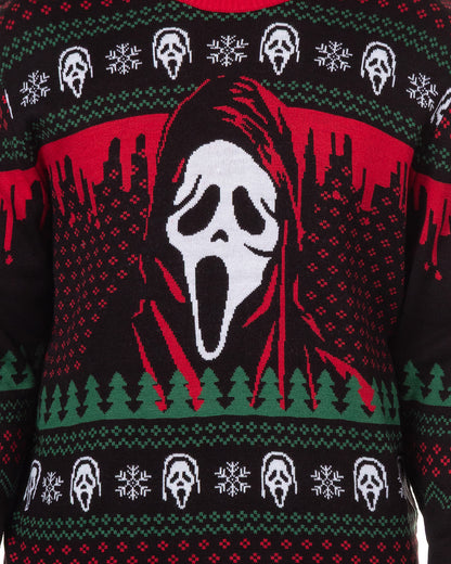 Ghost Face Adult Ugly Sweater for Christmas Ghostface Knit Holiday Pullover